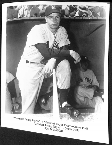 Lot of (7) c. 1970s Souvenir Baseball 8x10 Photos - Ruth, Gehrig, (2) J. DiMaggio, Mantle/Maris, Mays, Williams