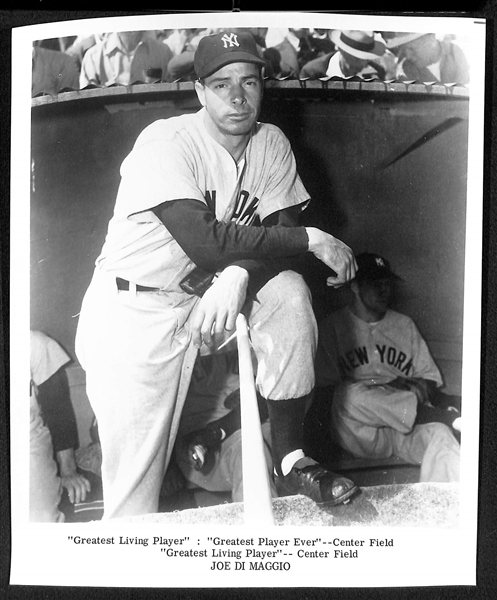 Lot of (7) c. 1970s Souvenir Baseball 8x10 Photos - Ruth, Gehrig, (2) J. DiMaggio, Mantle/Maris, Mays, Williams