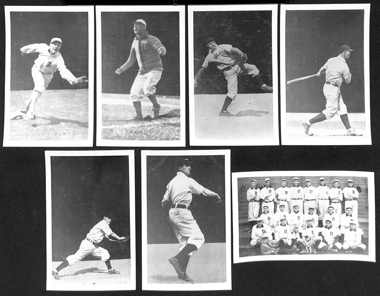 (31)  1960s-70s Real Baseball Photo Postcards w. Cobb, Jennings, Mordecai Brown, Chance, Evers, Tinker, 1907 Tigers w. Cobb (Made off Duplicate Negatives)