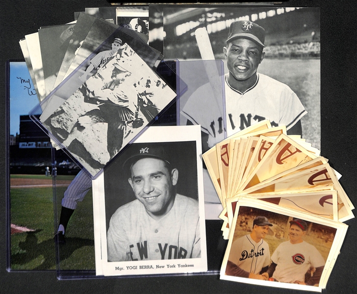 Lot of (51) Baseball Photos 1950s-1973 Inc. Joe Jackson, Yogi Berra, Willie Mays, Whitey Ford, +