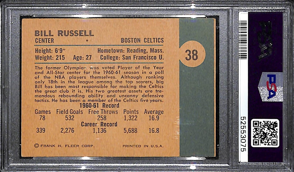 1961 Fleer Bill Russell #38 Graded PSA 3