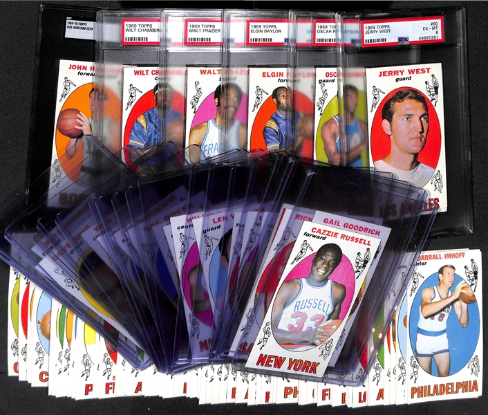 1969 Topps Basketball Set (Missing Lew Alcinder Rookie) w. 6 Graded Cards (98 of 99 Cards in the Set, Includes Marked Checklist)
