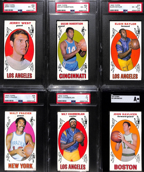 1969 Topps Basketball Set (Missing Lew Alcinder Rookie) w. 6 Graded Cards (98 of 99 Cards in the Set, Includes Marked Checklist)