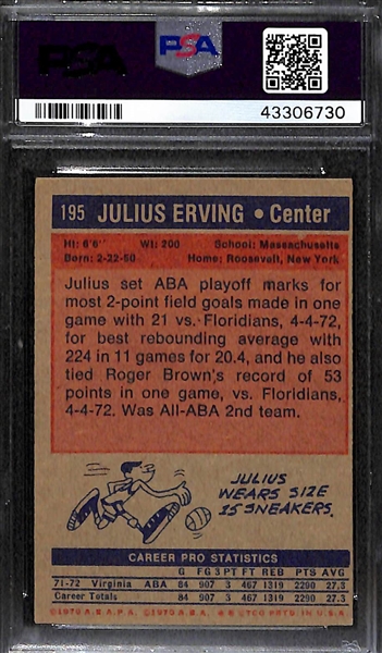 1972 Topps Julius Dr. J Erving #195 Rookie Card Graded PSA 6 (Hot Card!)