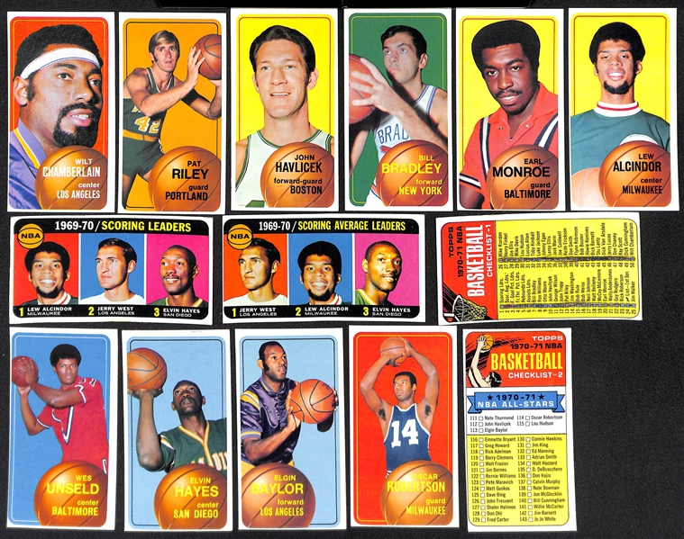 1970-71 Topps Tall Boy Basketball Partial Set - First 110 Cards in the 175 Card Set w. Chamberlain, Alcinder, Robertson, + (110 of 175)