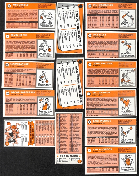 1970-71 Topps Tall Boy Basketball Partial Set - First 110 Cards in the 175 Card Set w. Chamberlain, Alcinder, Robertson, + (110 of 175)