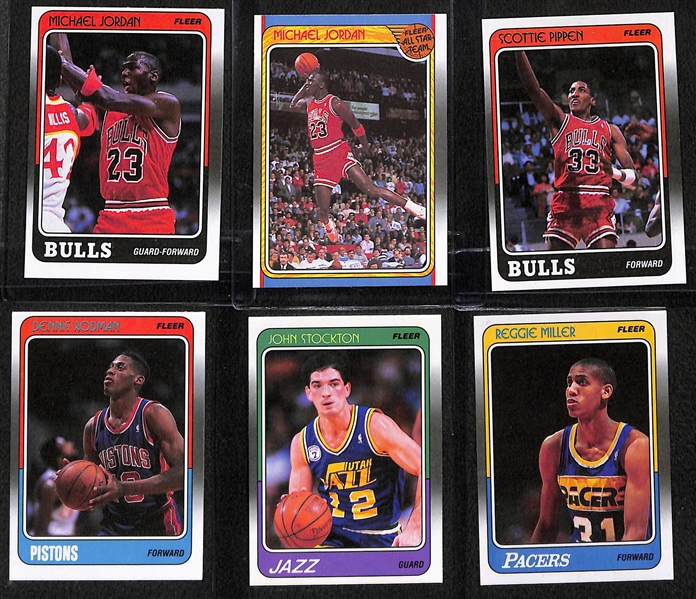 1988-89 Fleer Basketball Complete Set of 132 Cards w. Jordan, Jordan AS, and Rookies of Pippen, Rodman, Stockton, & Miller
