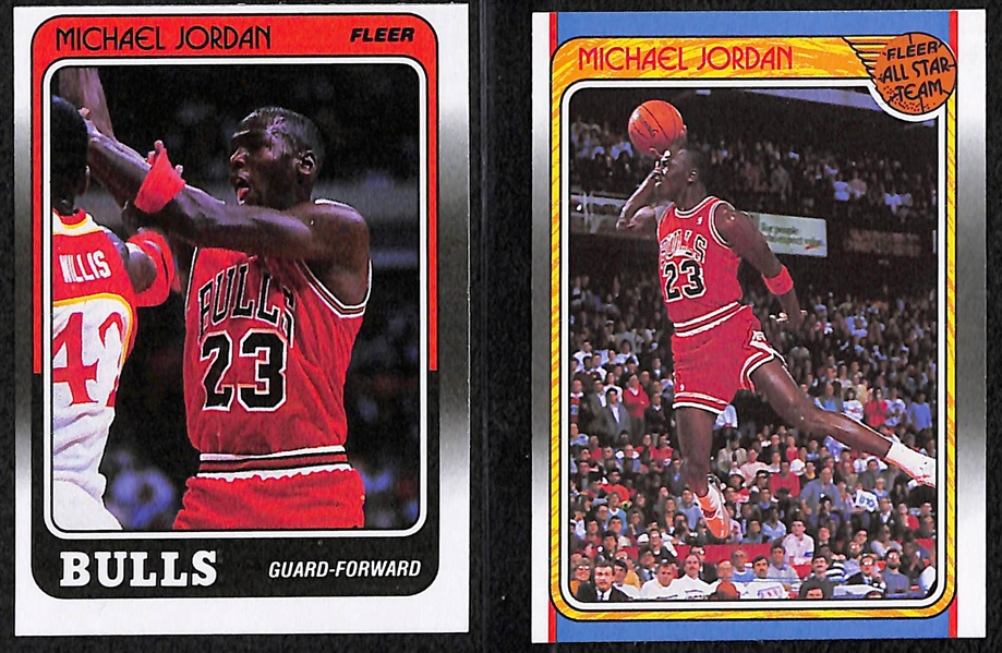 1988-89 Fleer Basketball Complete Set of 132 Cards w. Jordan, Jordan AS, and Rookies of Pippen, Rodman, Stockton, & Miller