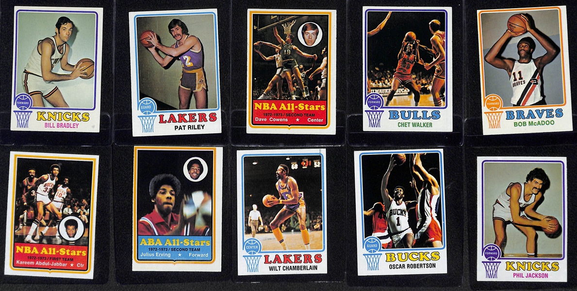 1973-74 Topps Basketball Complete Set of 264 Cards w. Chamberlain, Erving, McAdoo Rookie
