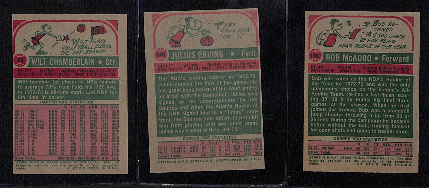 1973-74 Topps Basketball Complete Set of 264 Cards w. Chamberlain, Erving, McAdoo Rookie