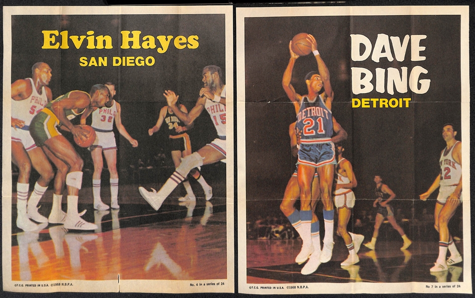 1970-71 Topps Basketball 8x10 Posters Partial Set (14 of 24) w. Jerry West, J. Havlicek, Hayes, Reed, Cunningham, +