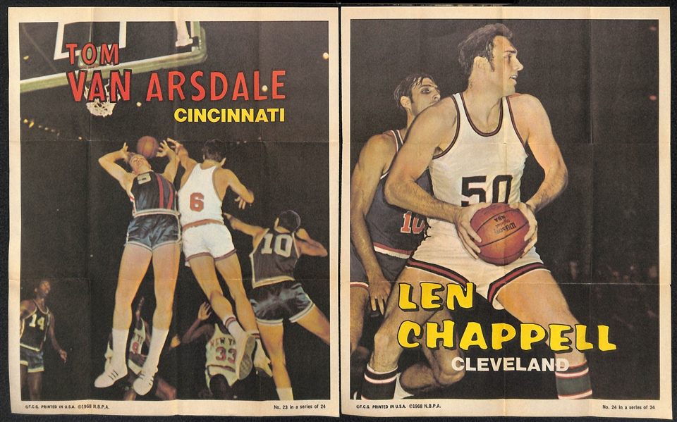 1970-71 Topps Basketball 8x10 Posters Partial Set (14 of 24) w. Jerry West, J. Havlicek, Hayes, Reed, Cunningham, +