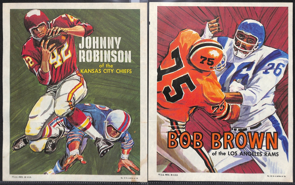 Lot of (7) 1970 Topps Football Posters and (9) 1970-71 Topps Basketball Posters