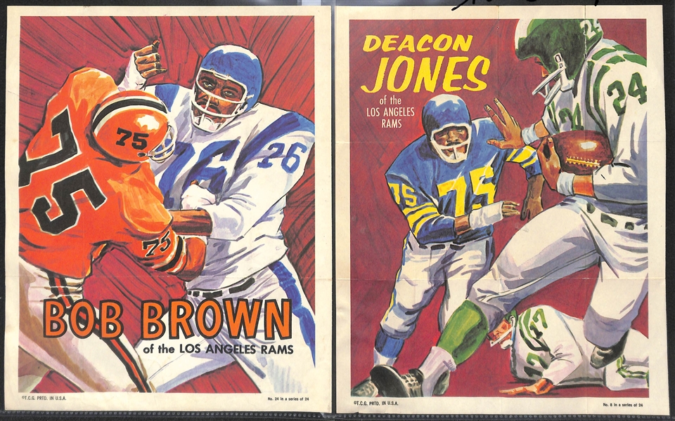 Lot of (7) 1970 Topps Football Posters and (9) 1970-71 Topps Basketball Posters