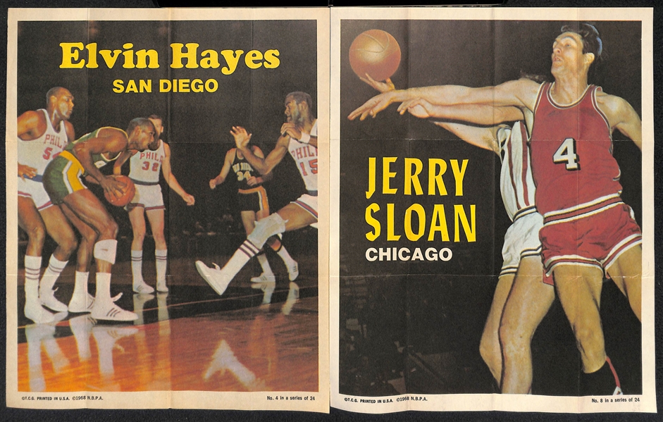 Lot of (7) 1970 Topps Football Posters and (9) 1970-71 Topps Basketball Posters