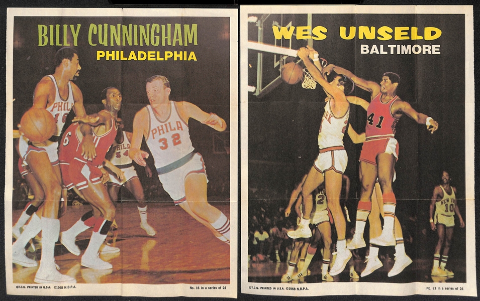 Lot of (7) 1970 Topps Football Posters and (9) 1970-71 Topps Basketball Posters
