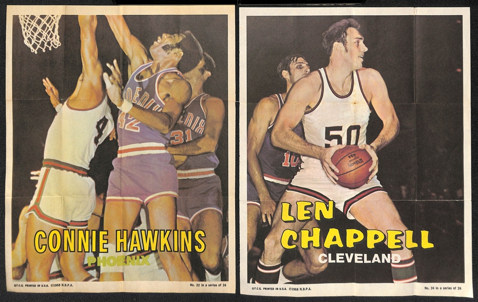 Lot of (7) 1970 Topps Football Posters and (9) 1970-71 Topps Basketball Posters