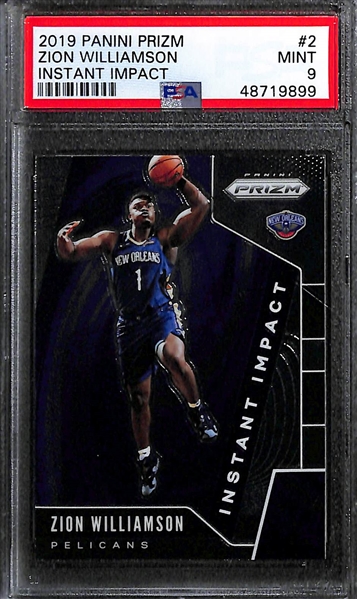 Lot of (5) Zion Williamson PSA Graded Rookie Cards - Inc. (3) PSA 10 and (2) PSA 9