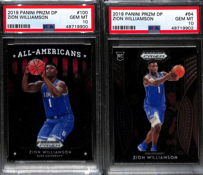 Lot of (5) Zion Williamson PSA Graded Rookie Cards - Inc. (3) PSA 10 and (2) PSA 9