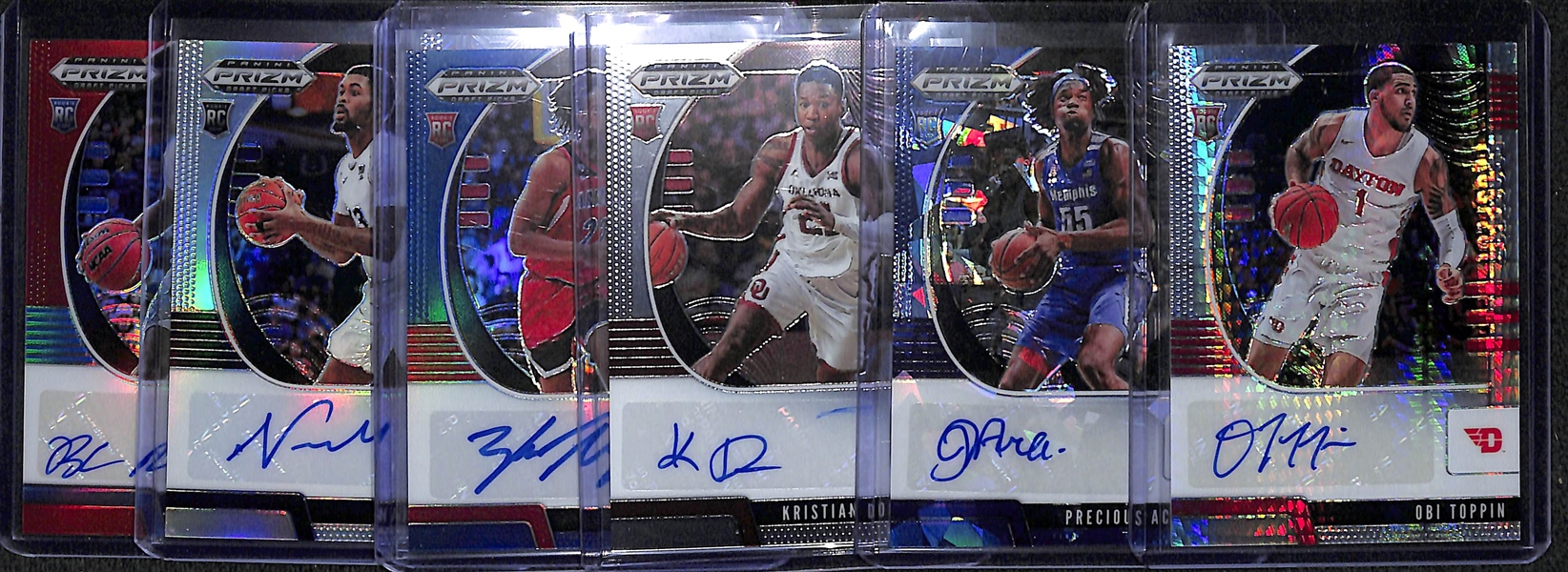 Lot of (7) 2020-21 Prizm Draft Autographed Rookie Cards w/ Toppin (Knicks) & Achiuwa (Heat, #/75)