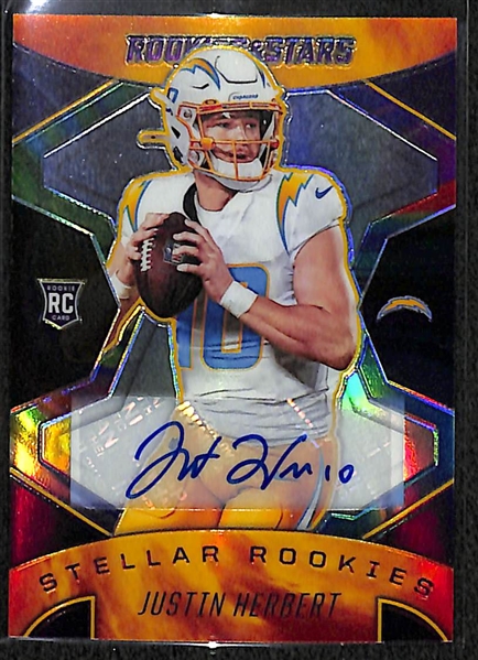 2020 Panini Rookies & Stars Justin Herbert (Chargers) Stellar Rookies Autographed Silver Prizm Card (#5/10)