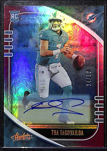 2020 Panini Absolute Tua Tagovailoa Rookie Autograph Red Parallel #14/50 (Dolphins)