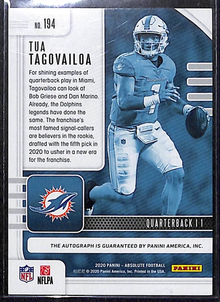 2020 Panini Absolute Tua Tagovailoa Rookie Autograph Red Parallel #14/50 (Dolphins)