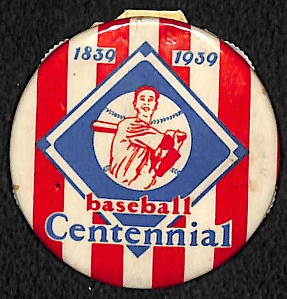 Rare 1939 Baseball Centennial Pin w. Scorer/Counter on Back (Celebrating Baseball Centennial Anniversary)