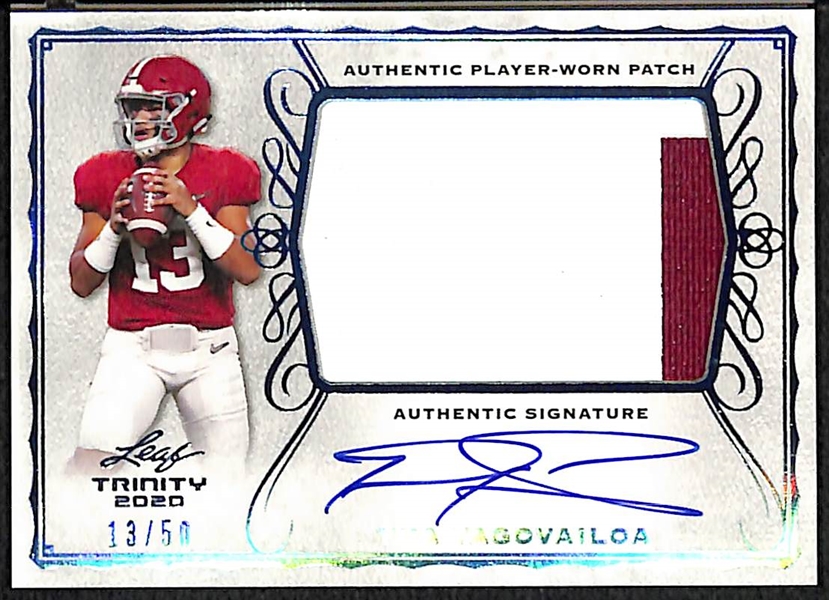 2020 Leaf Trinity Tua Tagovailoa Rookie Patch Autograph #13/50 (Dolphins)