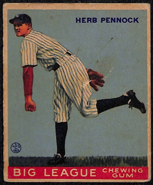 Lot of (13) Baseball Cards from 1933-1956 w. 1933 Goudey Herb Pennock