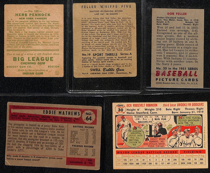 Lot of (13) Baseball Cards from 1933-1956 w. 1933 Goudey Herb Pennock