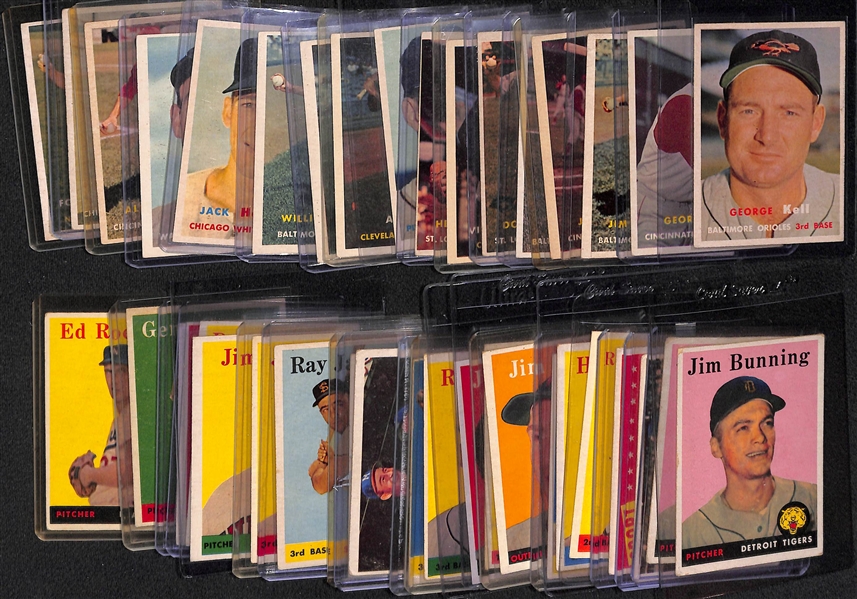  Lot of (17) 1957 & (21) 1958 Topps Baseball Cards w. 1957 Topps George Kell