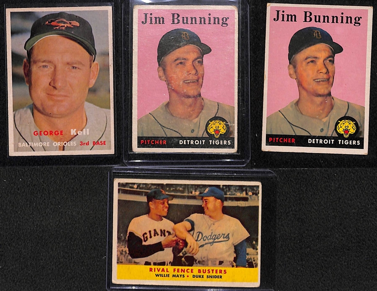  Lot of (17) 1957 & (21) 1958 Topps Baseball Cards w. 1957 Topps George Kell