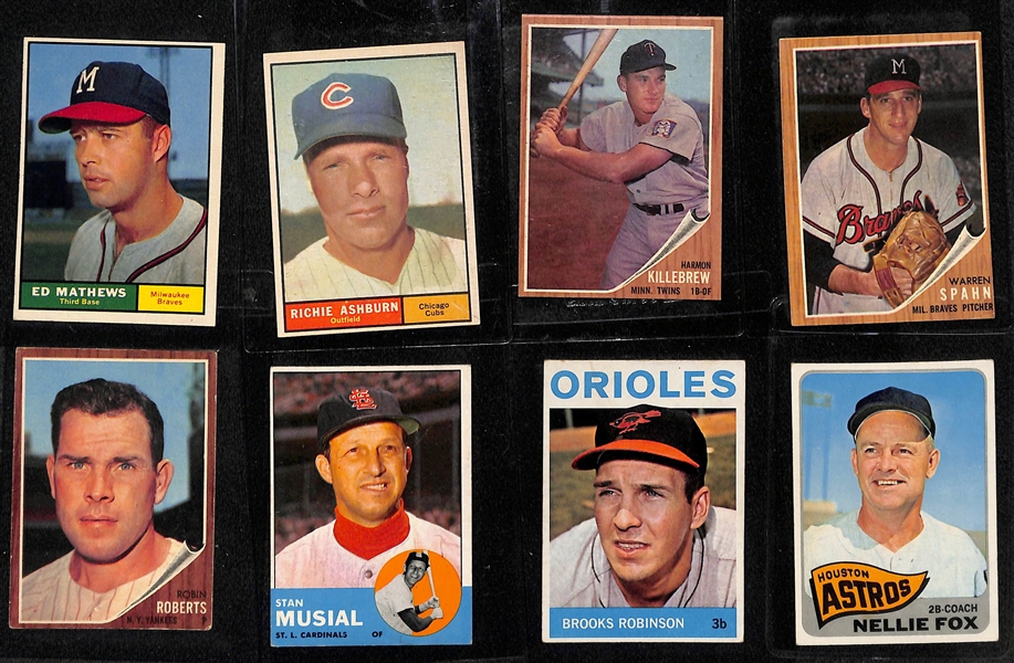 Lot of (59) 1960-1965 Topps Baseball Cards w. 1961 Eddie Mathews