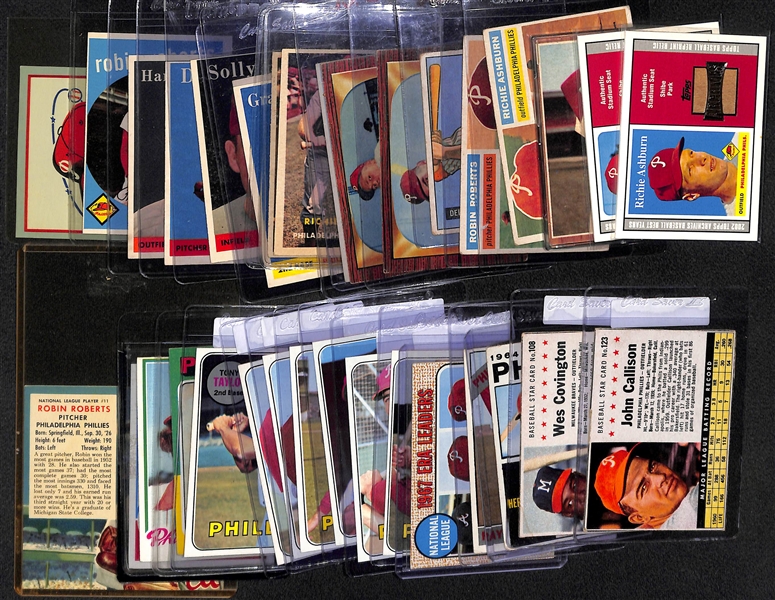 Lot of (32) Philadelphia Phillies Cards from 1951-2002 w. 1956 Richie Ashburn