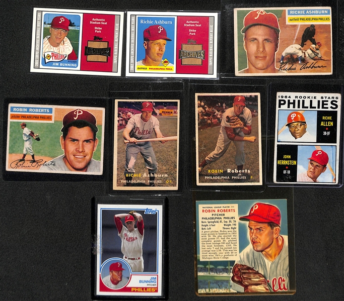 Lot of (32) Philadelphia Phillies Cards from 1951-2002 w. 1956 Richie Ashburn