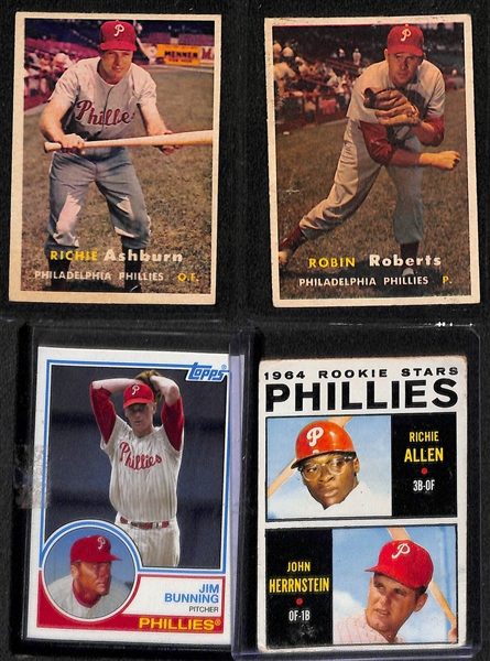 Lot of (32) Philadelphia Phillies Cards from 1951-2002 w. 1956 Richie Ashburn