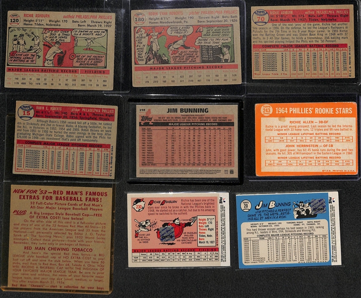 Lot of (32) Philadelphia Phillies Cards from 1951-2002 w. 1956 Richie Ashburn