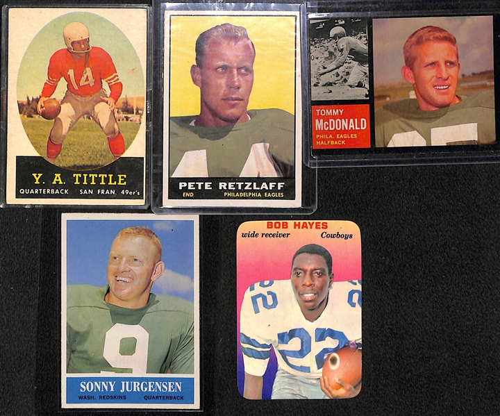 Lot of (50) 1959-1970 Assorted Football Cards w. 1958 Topps YA Tittle