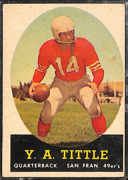 Lot of (50) 1959-1970 Assorted Football Cards w. 1958 Topps YA Tittle
