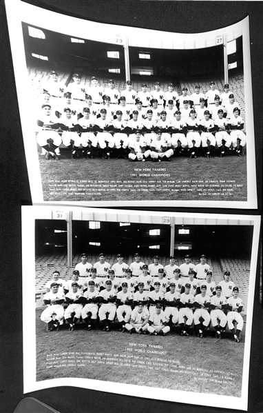 (9) Yankees Souvenir Team Photos (Likely Printed in the 1960s-1970s) - (2) 1950, 1951 through 1957