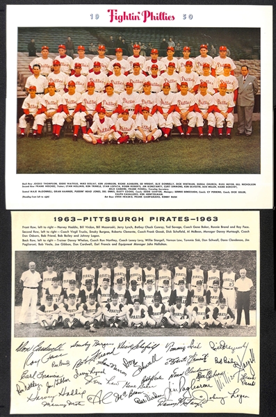 1950 Phillies (9x11.5) and 1963 Pirates (8.5x10.5) Team Photos