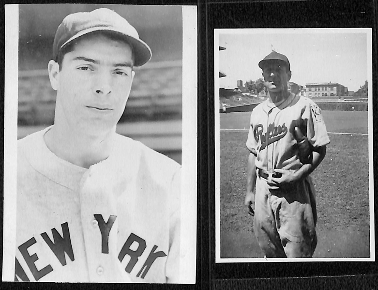 Lot of (8) Vintage Baseball Photos w. Joe DiMaggio, Pearson, Banks, Durocher, Todd, McKain, Arnovich, Mulcahy (2x3 to 5x7)