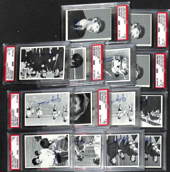 Lot of (14) PSA-Graded 1964 Beatles B&W Cards w. (2) PSA 9 Cards!