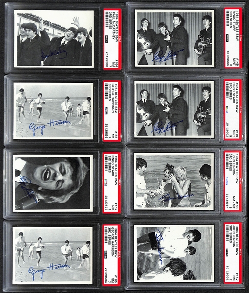 Lot of (14) PSA-Graded 1964 Beatles B&W Cards w. (2) PSA 9 Cards!