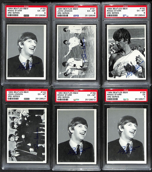 Lot of (14) PSA-Graded 1964 Beatles B&W Cards w. (2) PSA 9 Cards!