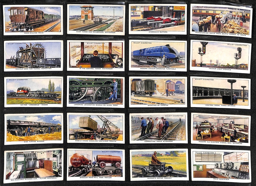 (5) Complete 1930s Railway (Railroad) Equipment Cigarette Card Sets - 50 Cards per set!