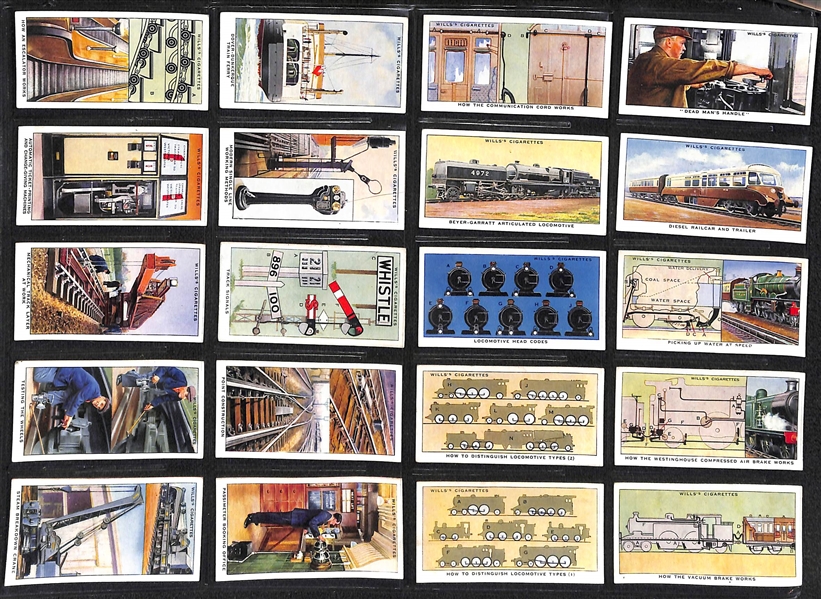 (5) Complete 1930s Railway (Railroad) Equipment Cigarette Card Sets - 50 Cards per set!