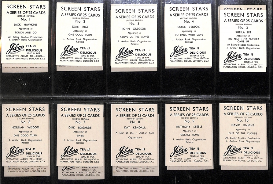 Lot of (2) 1950s Jaycee Cigarettes & Jibco Tea Western & Screen Star Sets