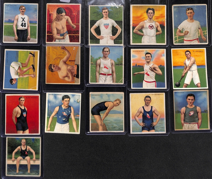 Early 1900s Hassan (16 cards) & Mecca (15 cards) Sports Athlete Cigarette Cards